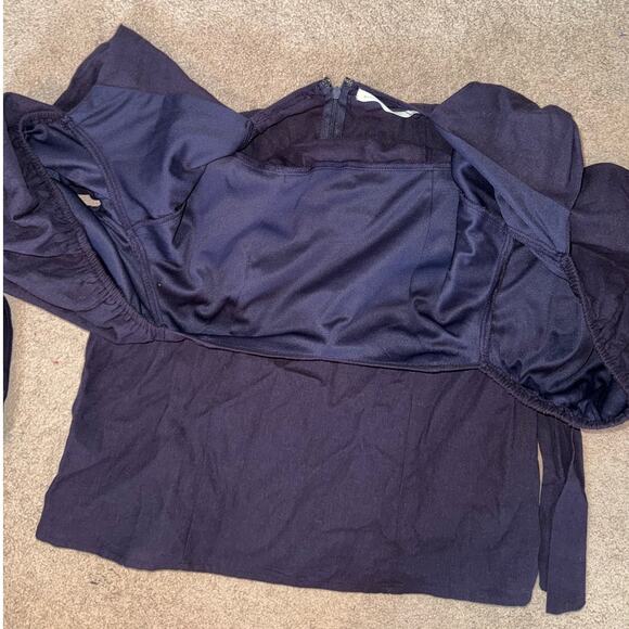 NWOT Altar'd State Puff Sleeve Sweetheart Neckline Mini Dress Navy size L - Picture 4 of 8